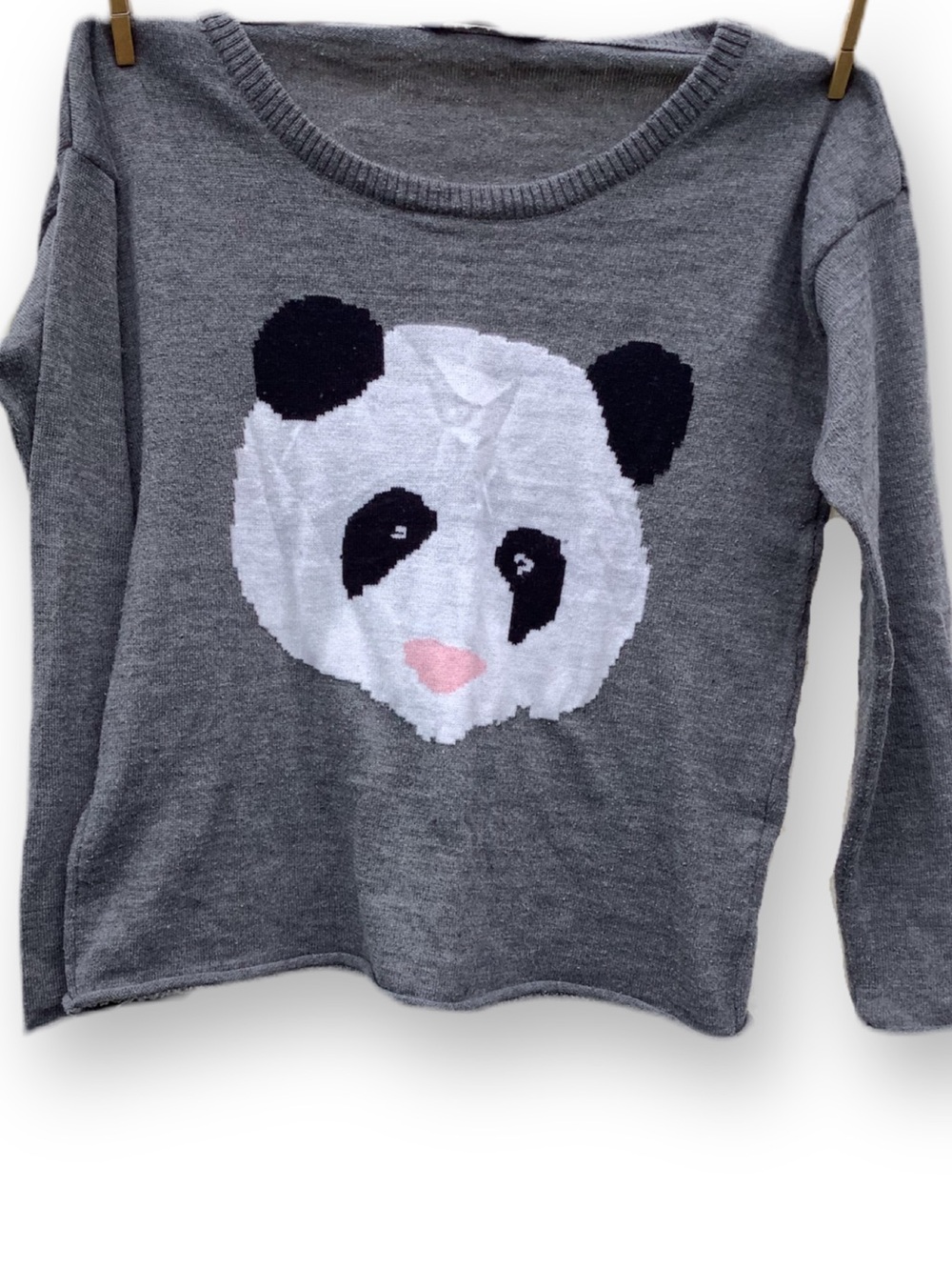 Bluenotes Grey Panda Sweater Size Medium
